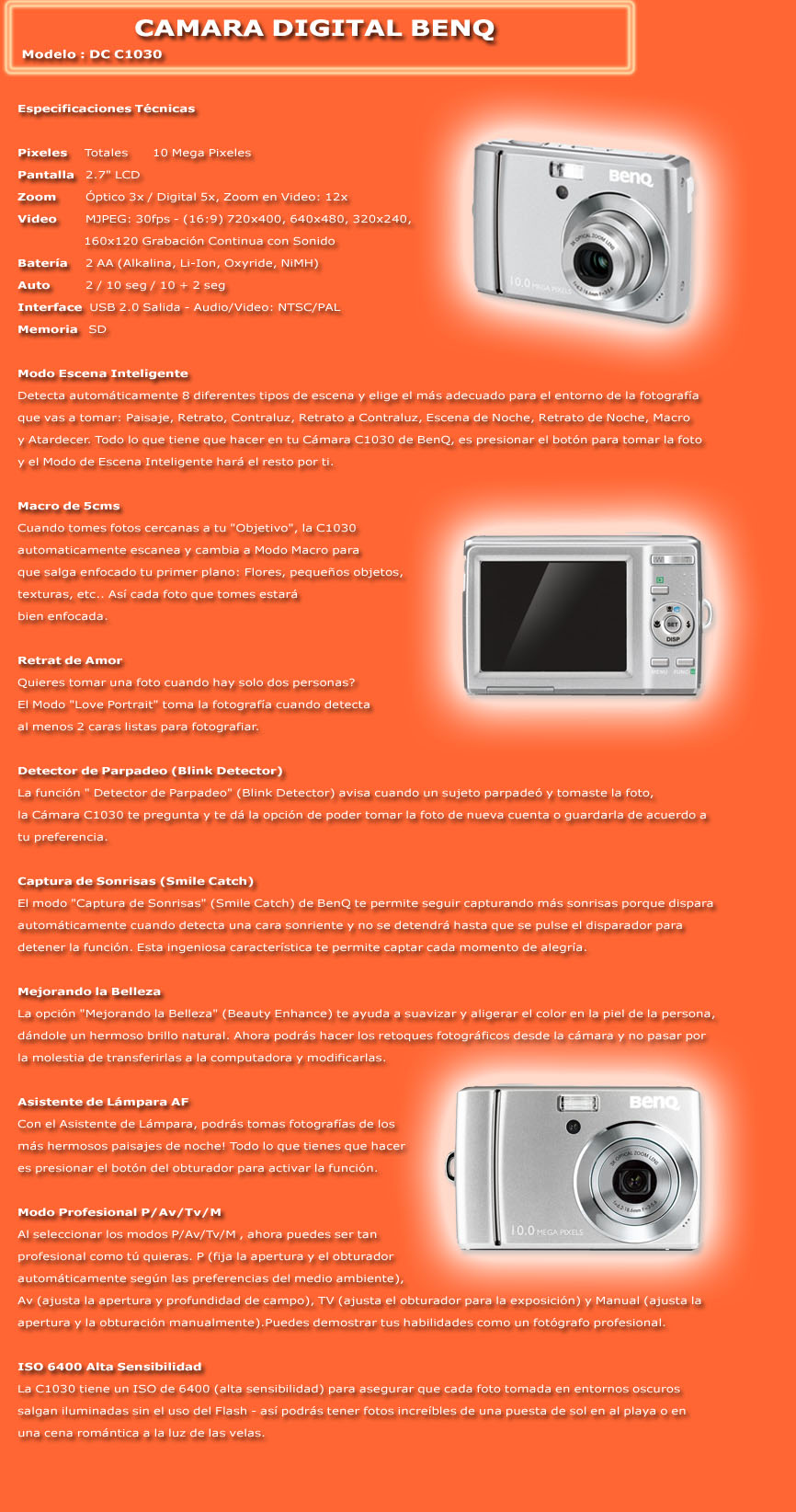 Camara Digital Benq C1030